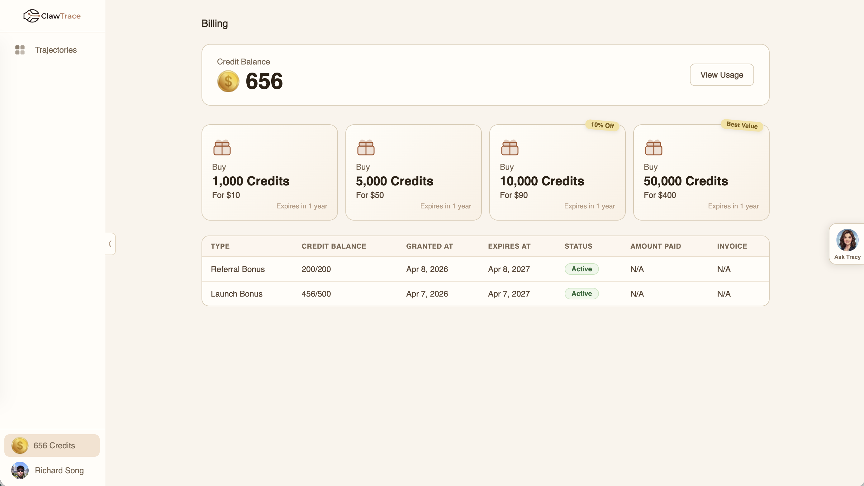 Billing Credit System